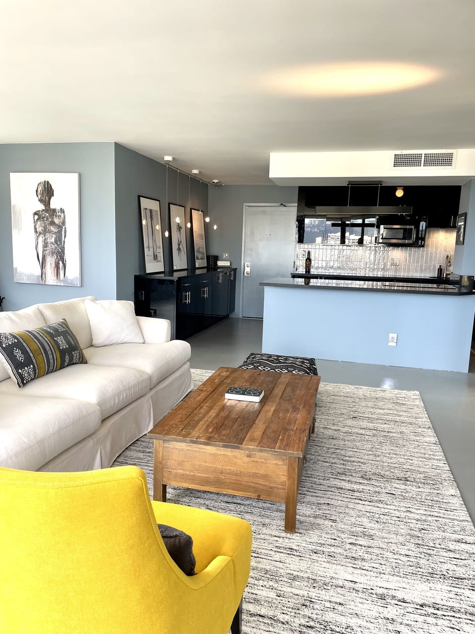 living room and kitchen