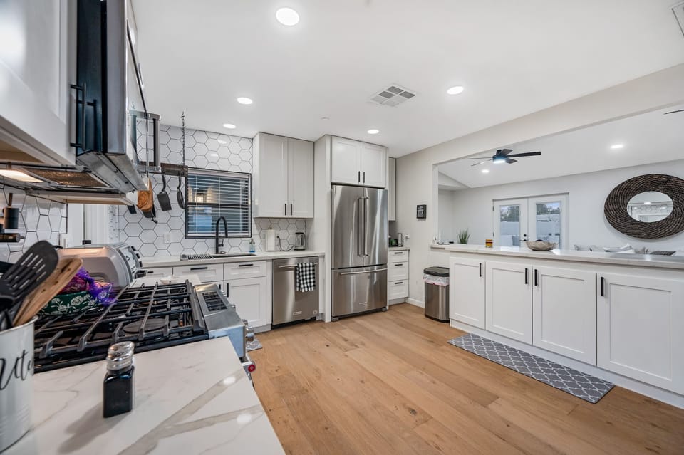 Spacious kitchen with high-end appliances