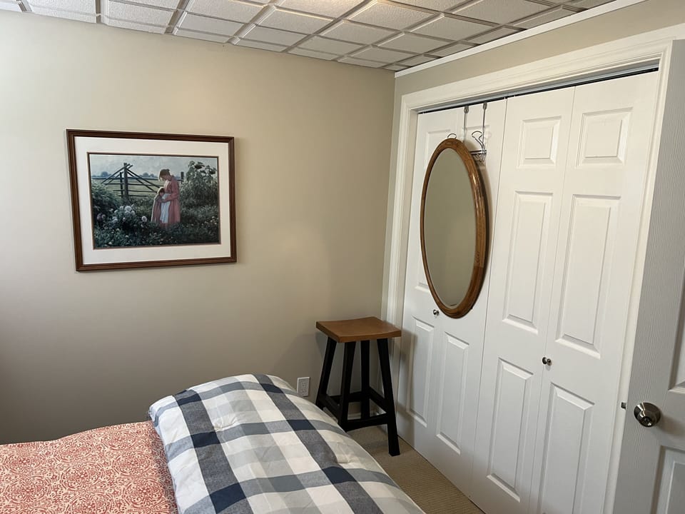 Private bedroom closet and mirror