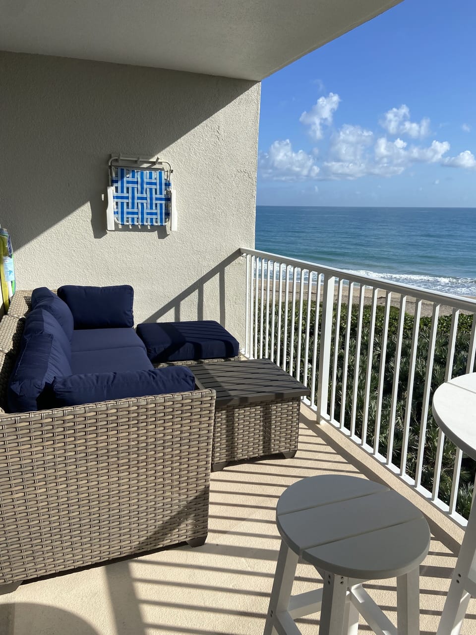 Stunning 3rd floor view from our balcony! Comfortable new outdoor couch to enjoy