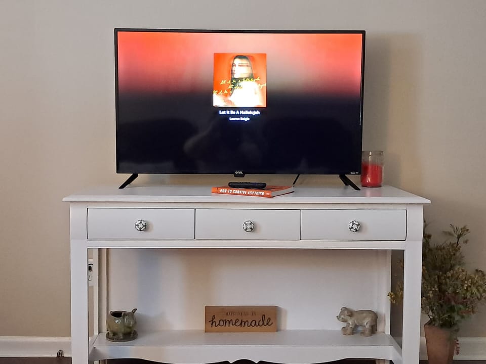 living room roku tv with you tube tv and Netflix 