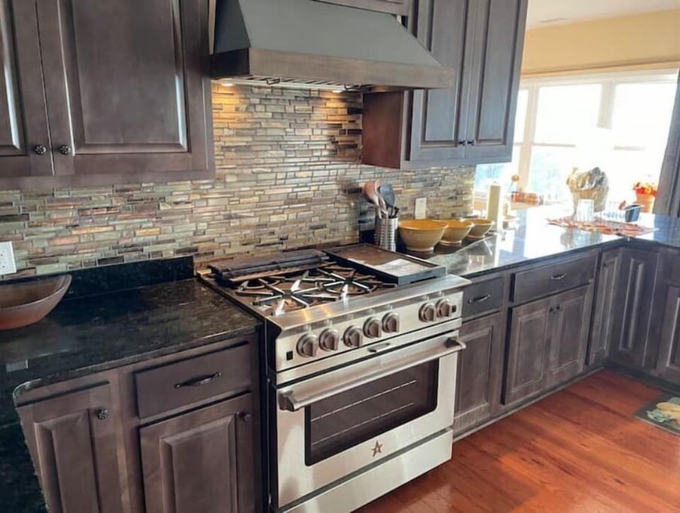 Beautiful, spacious well stocked chef's dream kitchen w/ amazing view of valley.