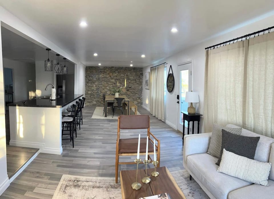 Living, dining and kitchen all flow together
