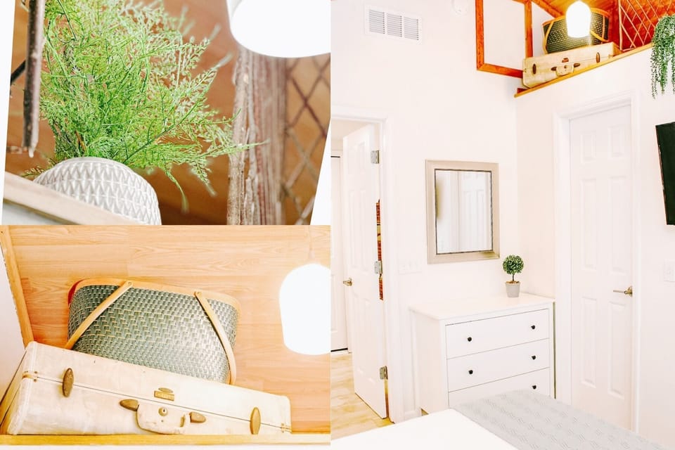 Queen bedroom - this space has an open-air, natural feel with rustic touches.