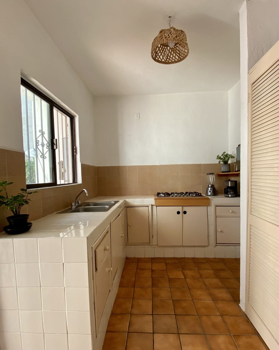 Kitchen equipped with all the basics for cooking.