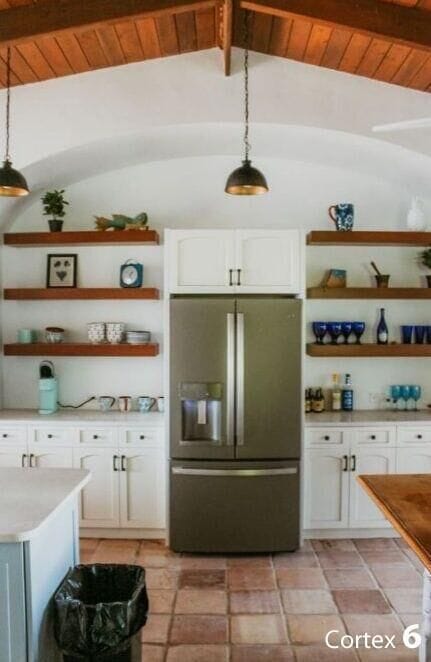 Stainless steel fridge in the kitchen 