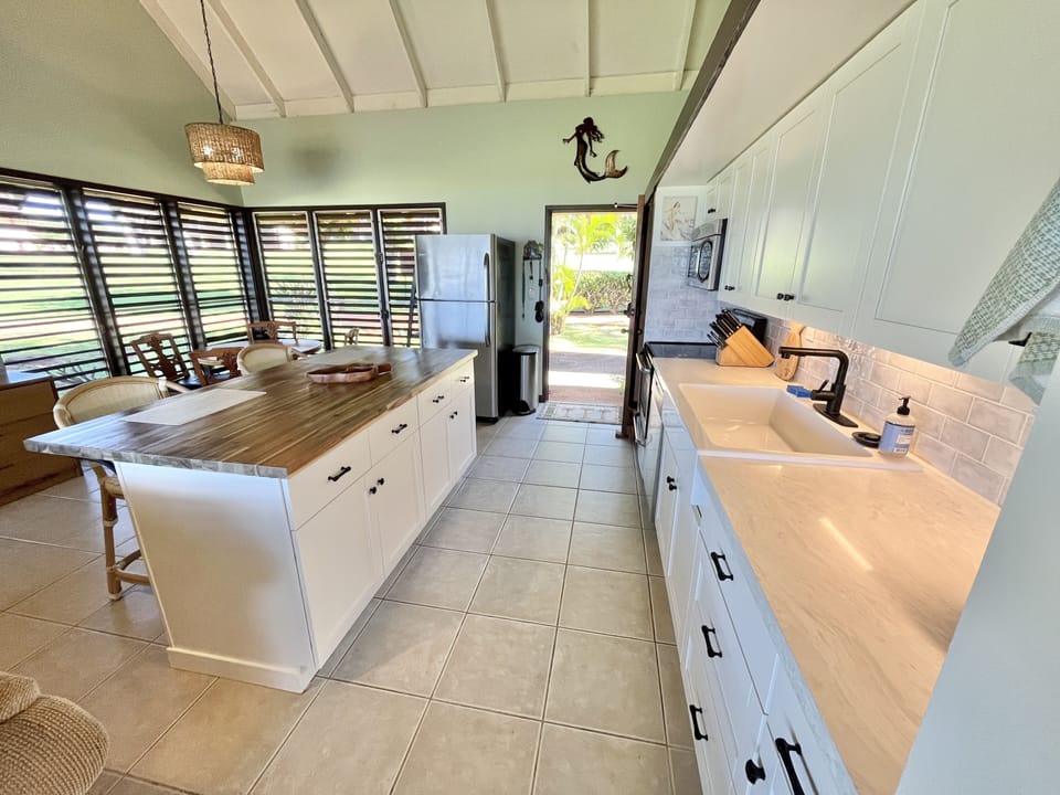New kitchen cabinets, quartz counters.