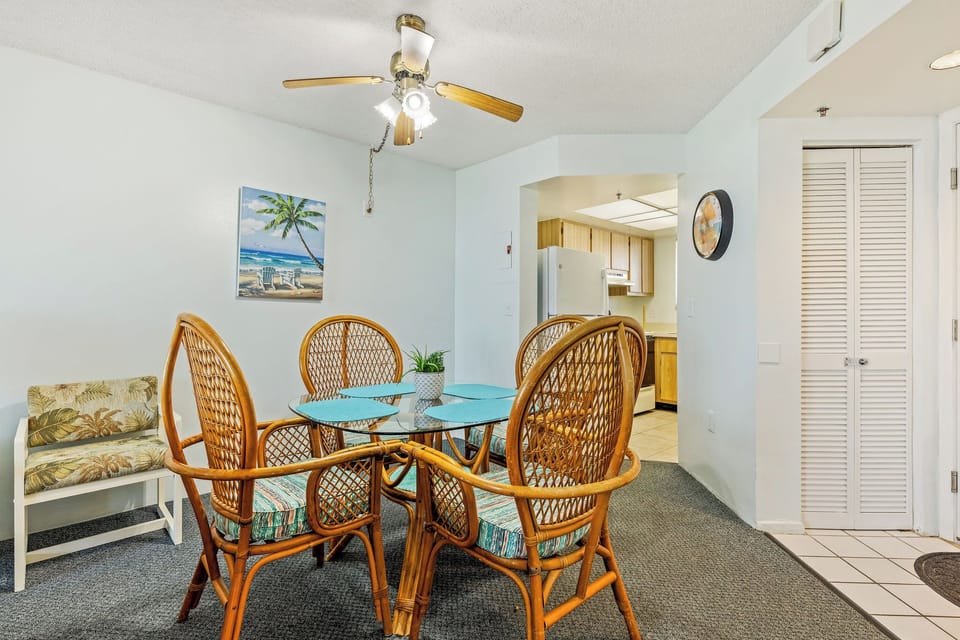 Offers space for four  guests.