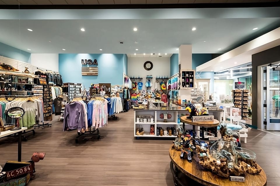 Browse the on-site shop for snacks, souvenirs, and essentials.