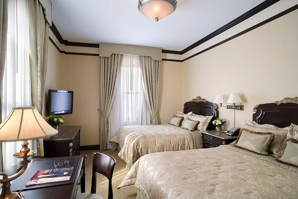 Sleep soundly in a roomy double-bed layout for two.