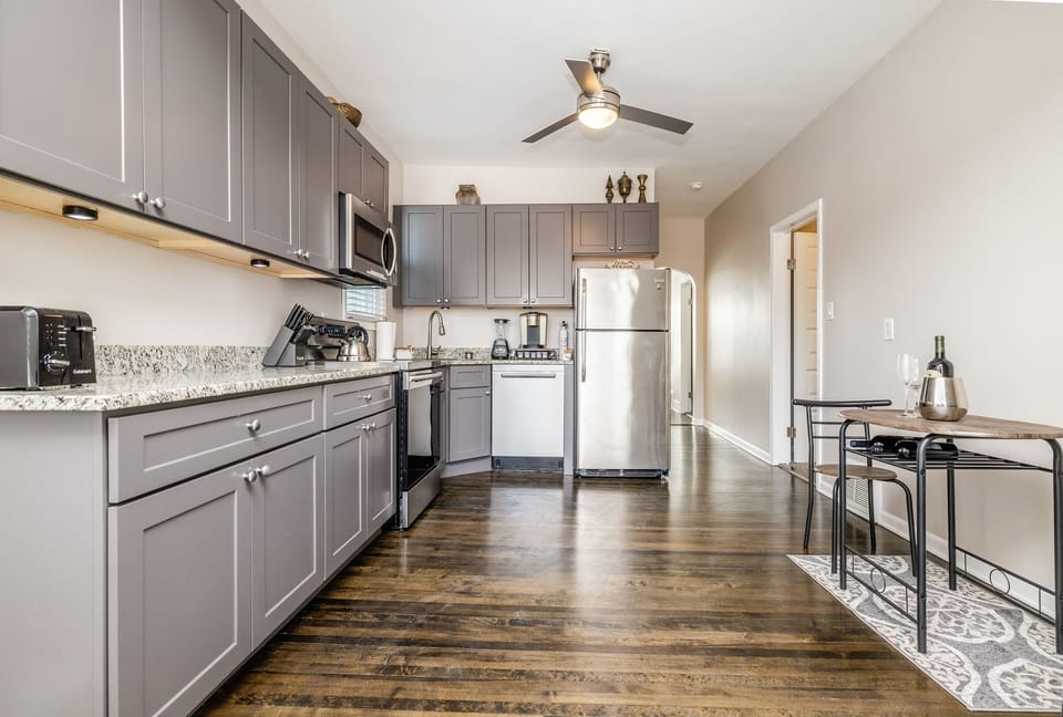 Stainless steel appliances make life easy.