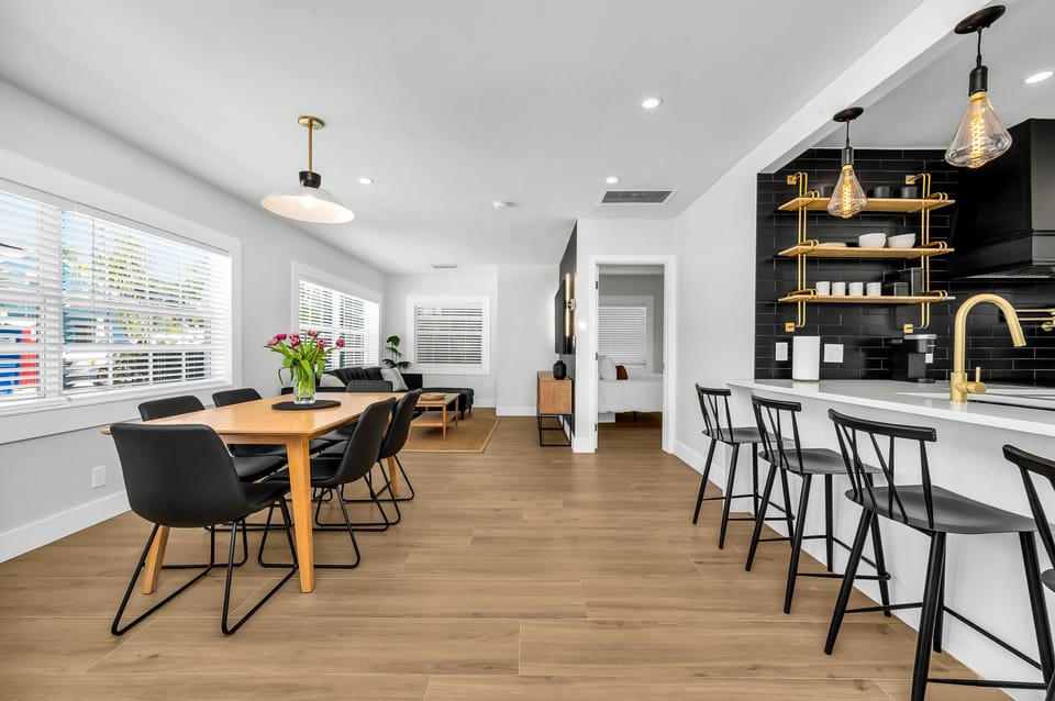 Open living space perfect for family meals and lounging after a day at the beach