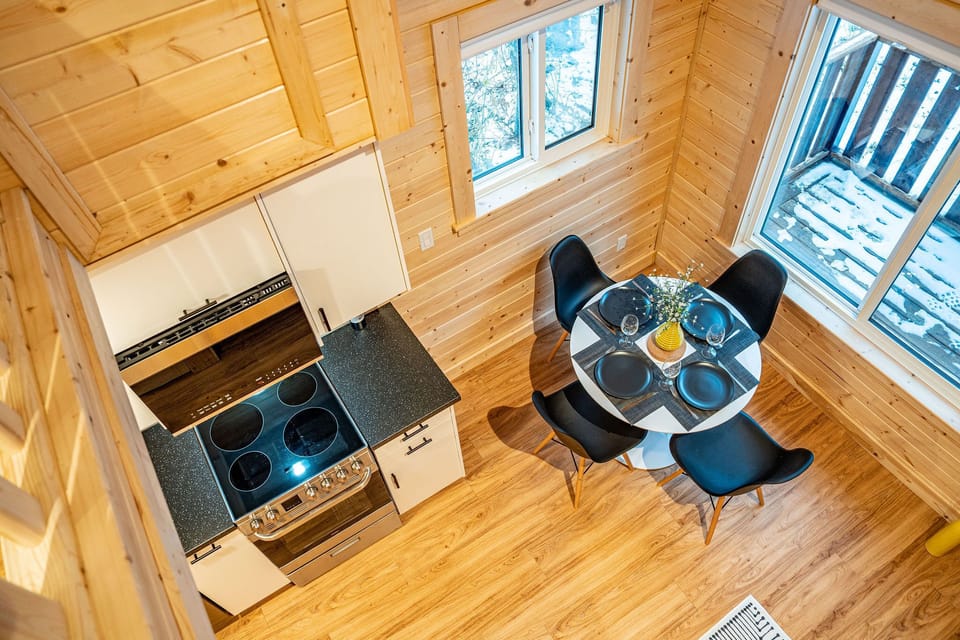View down from the loft area.