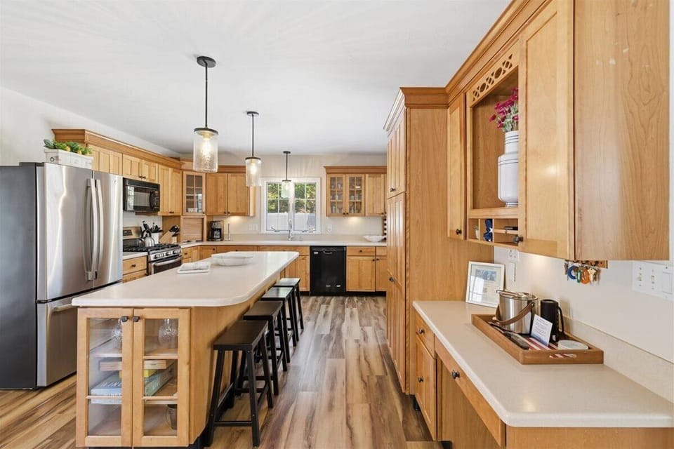 Spacious kitchen with an island.