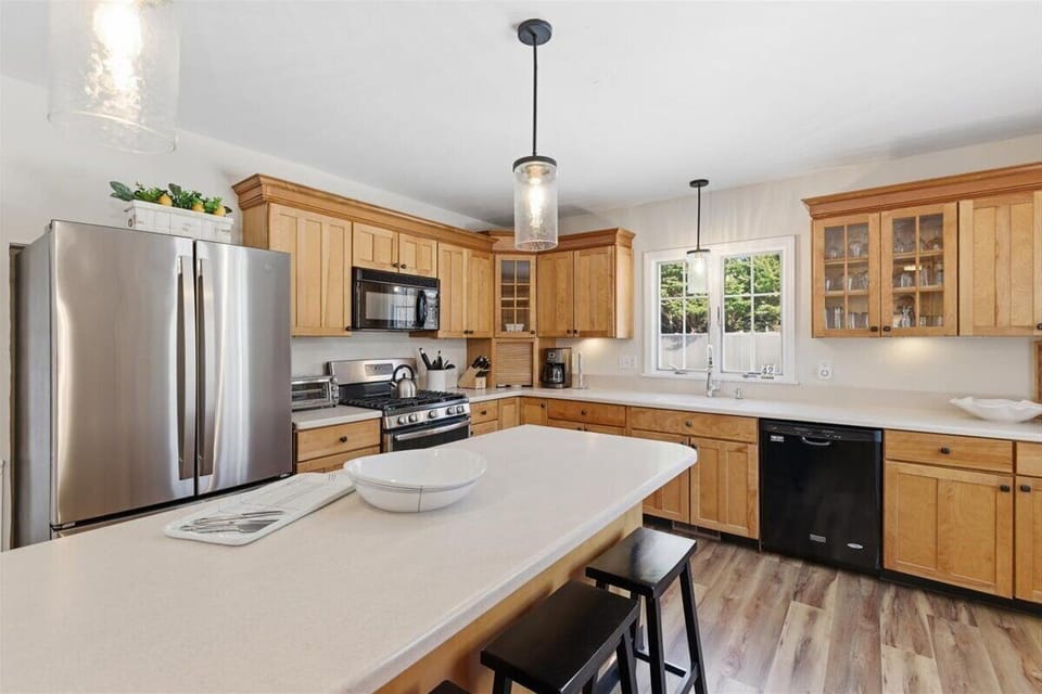 Updated kitchen with stainless steel appliances
