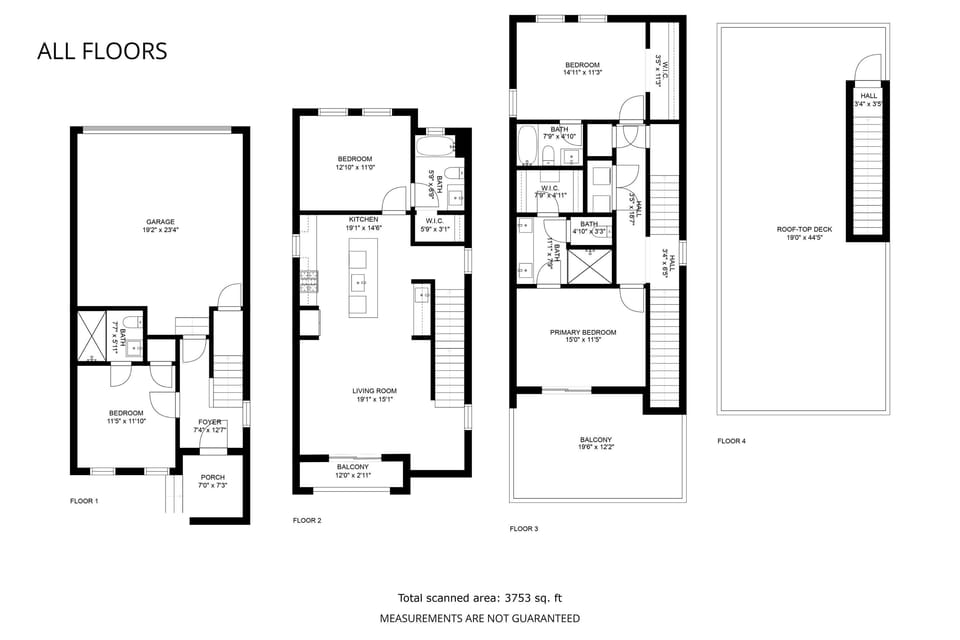 The homes are identical on both sides - the same layout, bedrooms, bathrooms and fabulous deck.  Here's a floor plan of each house.