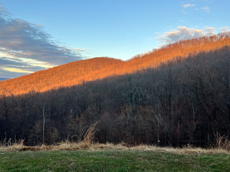 Different shades of mountain seen from the deck 