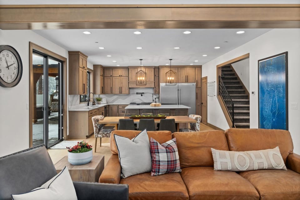 Great room looking to dining area and kitchen