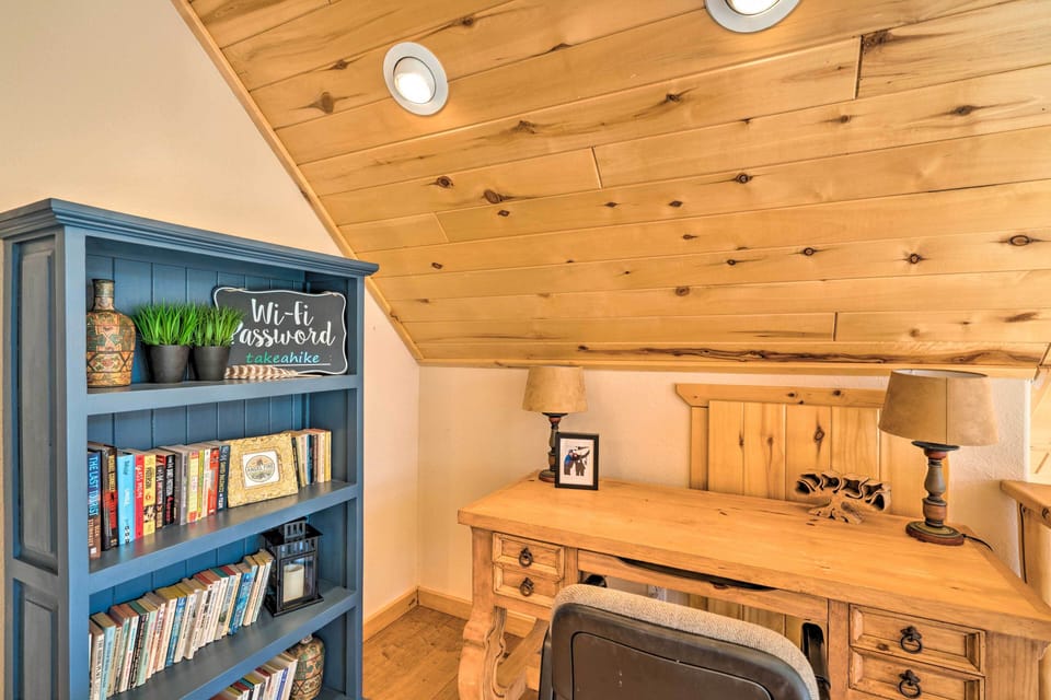 Upstairs/Loft desk, reading material next to Master