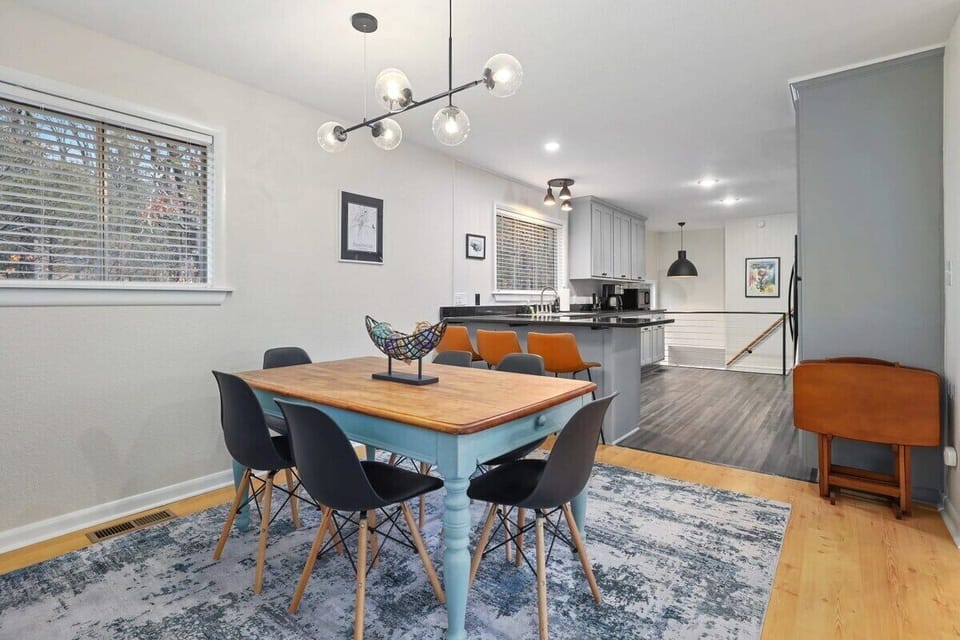 Walk through the living room and you'll find our dining room and kitchen area.