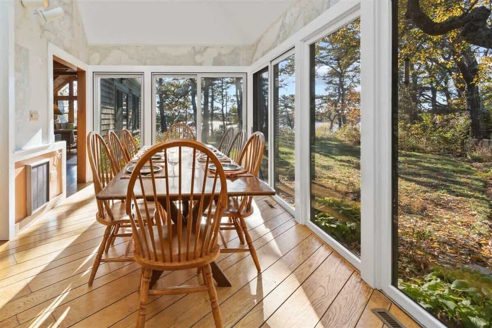 Large dining room table with seating available for 10 