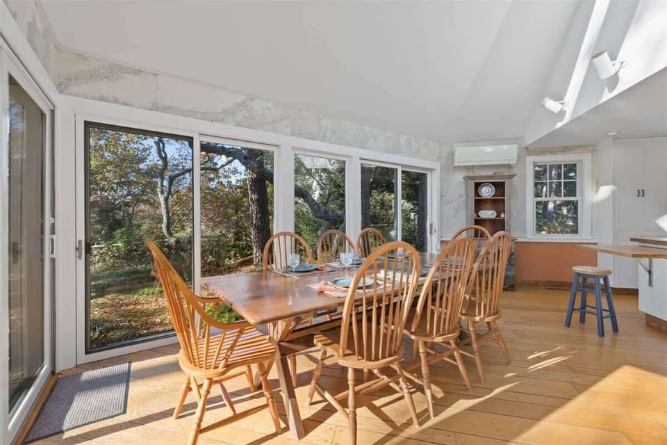 Dining room with sliders leading to back yard
