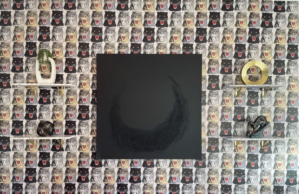 Eye-catching accent wall with custom artwork