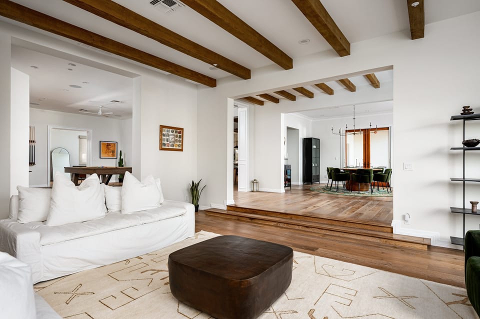 From the living room you are open to various parts of the home.