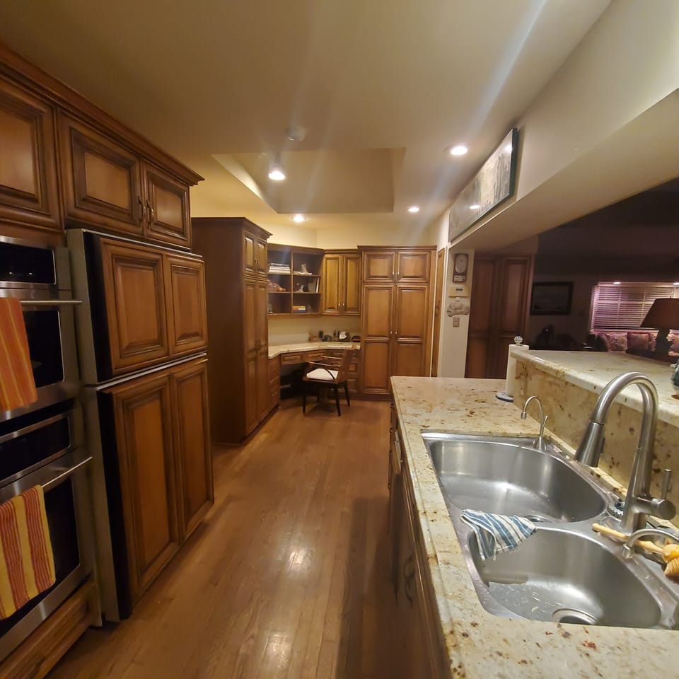 kitchen and desk