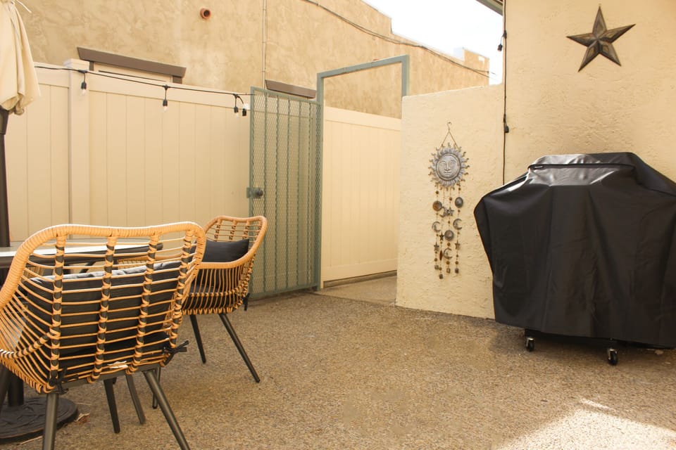 Propane gas grill and dining area