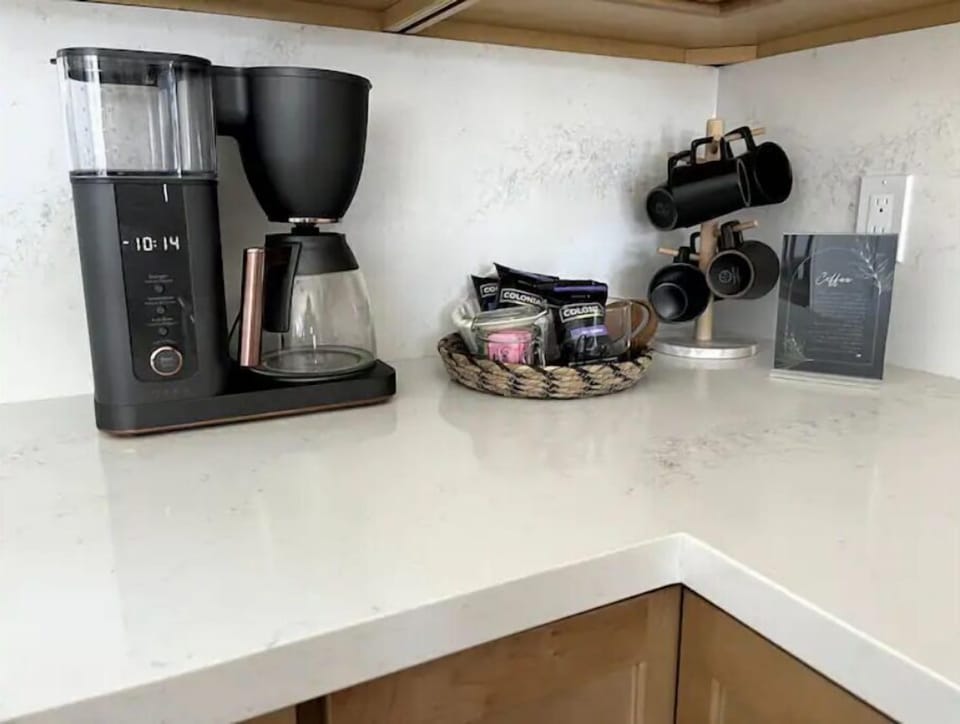 Grounds for drip coffee and liquid creamer and sweetener included in your stay!