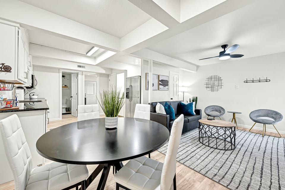 Dining table for a night in, puzzles or to plan your biking trip