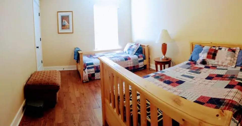 Upstairs bedroom, single and double, attached bathroom