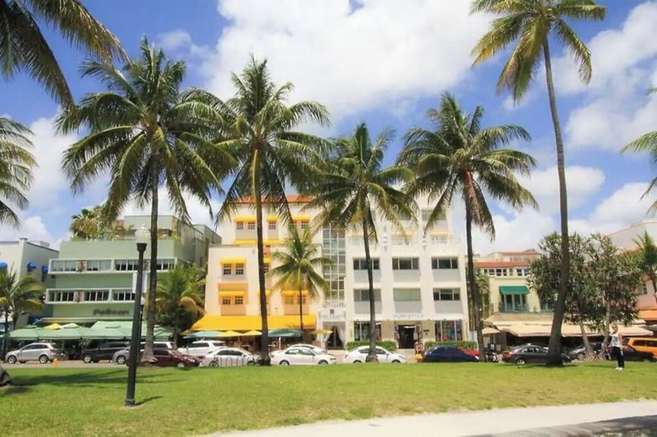Facing our building from the beach.