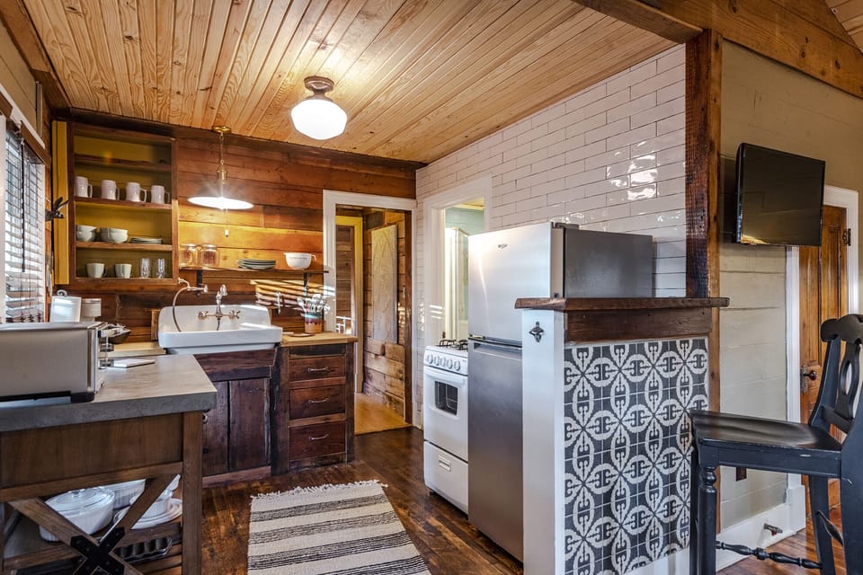 The kitchen holds everything you need for a quick meal or a full dinner.