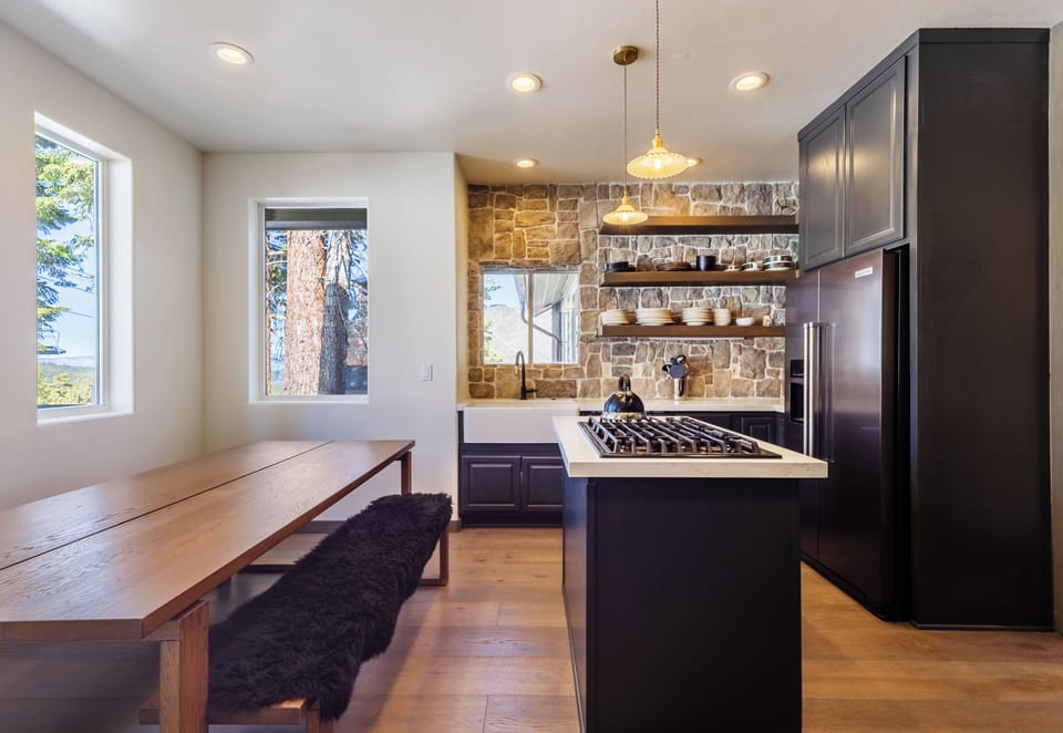 Modern kitchen area with all amenities.