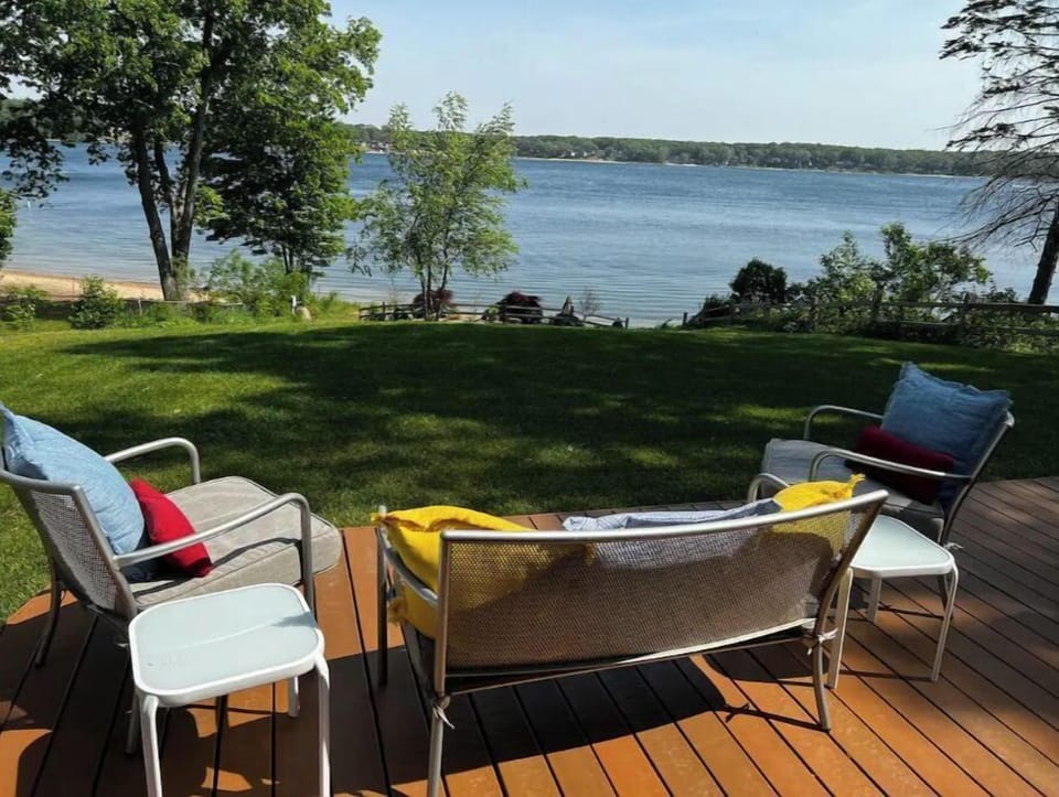 Deck overlooking beautiful Wolf Lake!