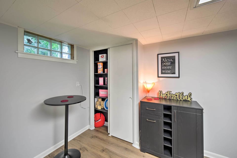 Board games, yard games, pub tables, and a bar area with all the essentials!