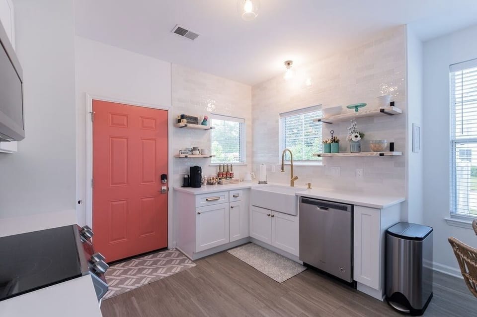 BRAND NEW kitchen with new appliances, a coffee bar, and provided snacks!  Yeah, another coral door.  I may have gotten carried away.