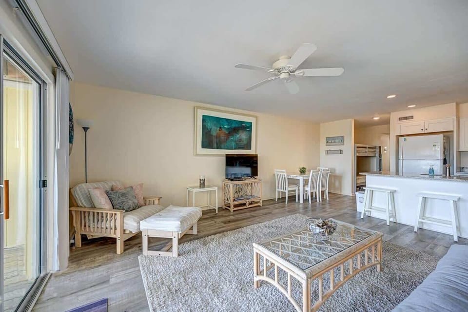 Living Room with Sliders to Ocean View Porch
