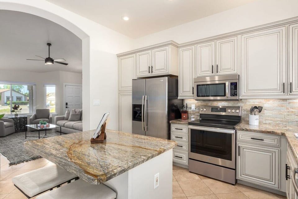 Updated kitchen with stainless steel appliances