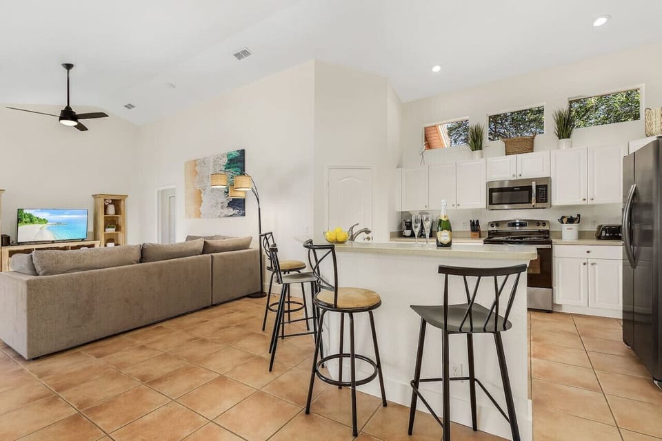 Pull up a barstool and chat with the chef or watch the game from the kitchen