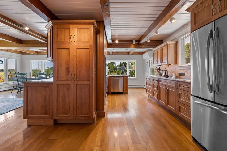 Kitchen with stainless steel appliances