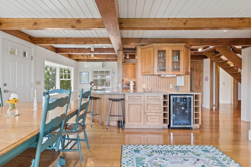 Stools at the breakfast bar and wine cooler