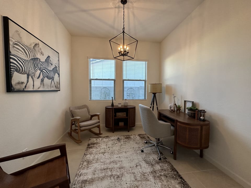 Separate office/ study in case some work has to be done while you are away.