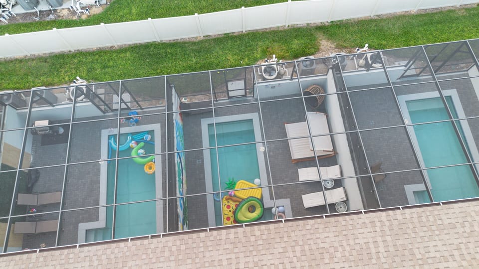 The Top view pool area a place to relax and unwind. 