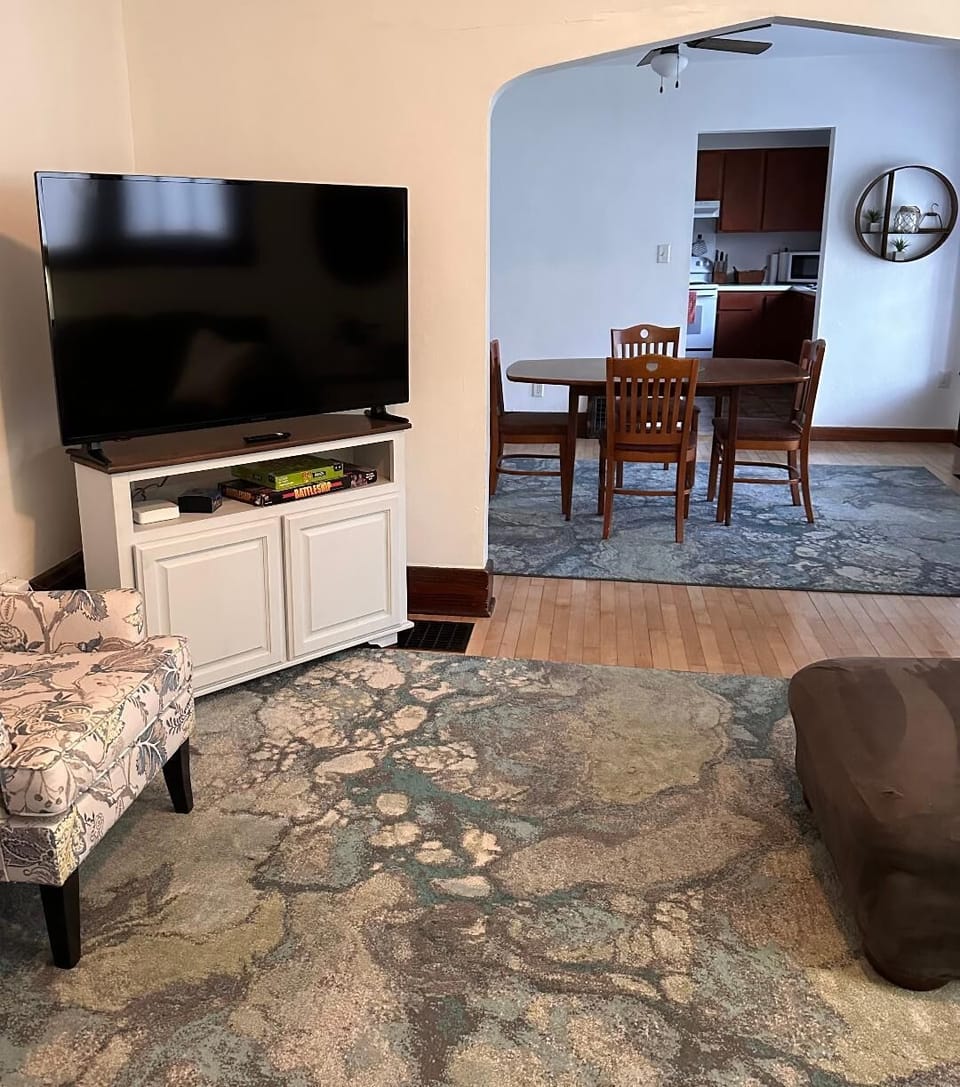 Smart TV in living room with streaming.