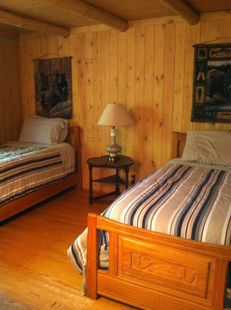 This bedroom is in the process of being convered to one queen plus one twin bed