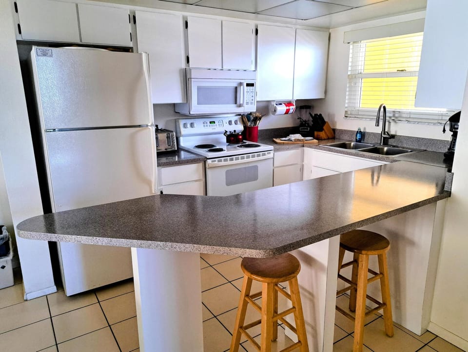 Side view of kitchen area