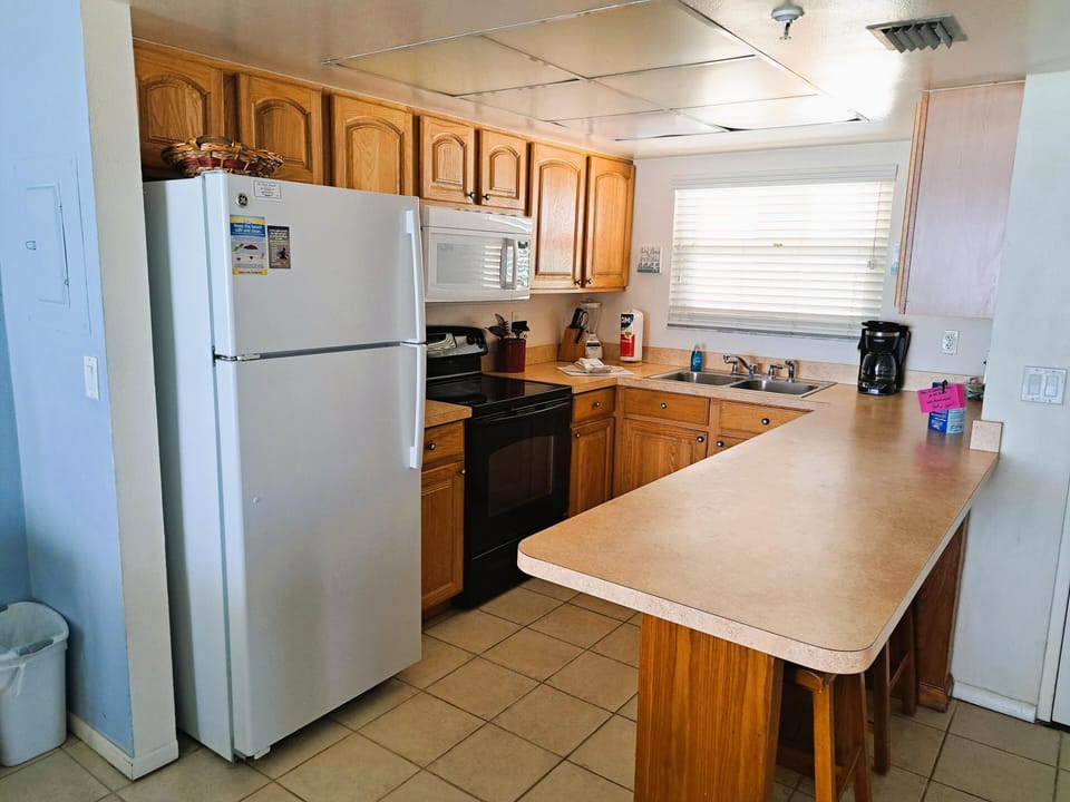 View of kitchen from dining area